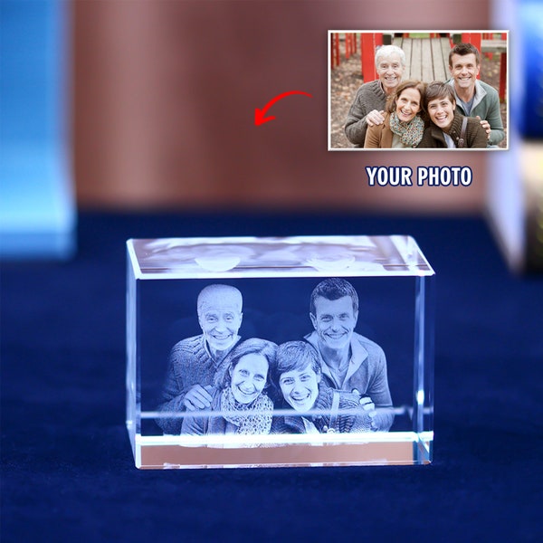 Custom 3D Laser Crystal | Etched Photo in Landscape Crystal Personalized 3D Crystal Photo Unique Gift for Aniversary, Wedding, Family