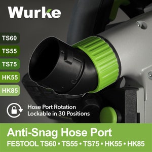 Festool • No Snag Hose Port with Fixable Positions • TS55, TS60, TS75, HK55, HK85 • Dust Extractor Hose D27, D36 • CTL CTM