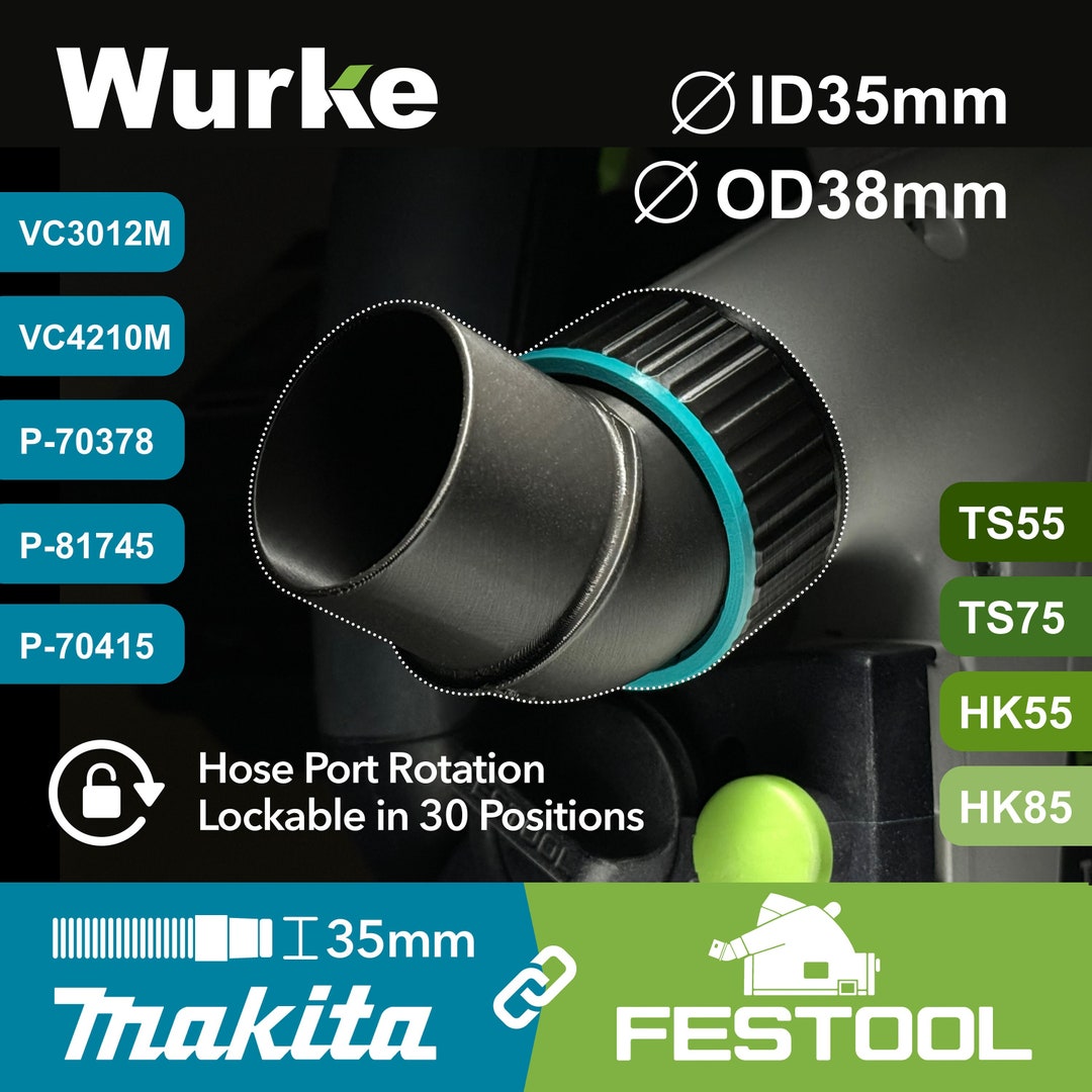 Makita Festool No Snag Hose Port Adapter TS55, TS75, HK55, HK85 for