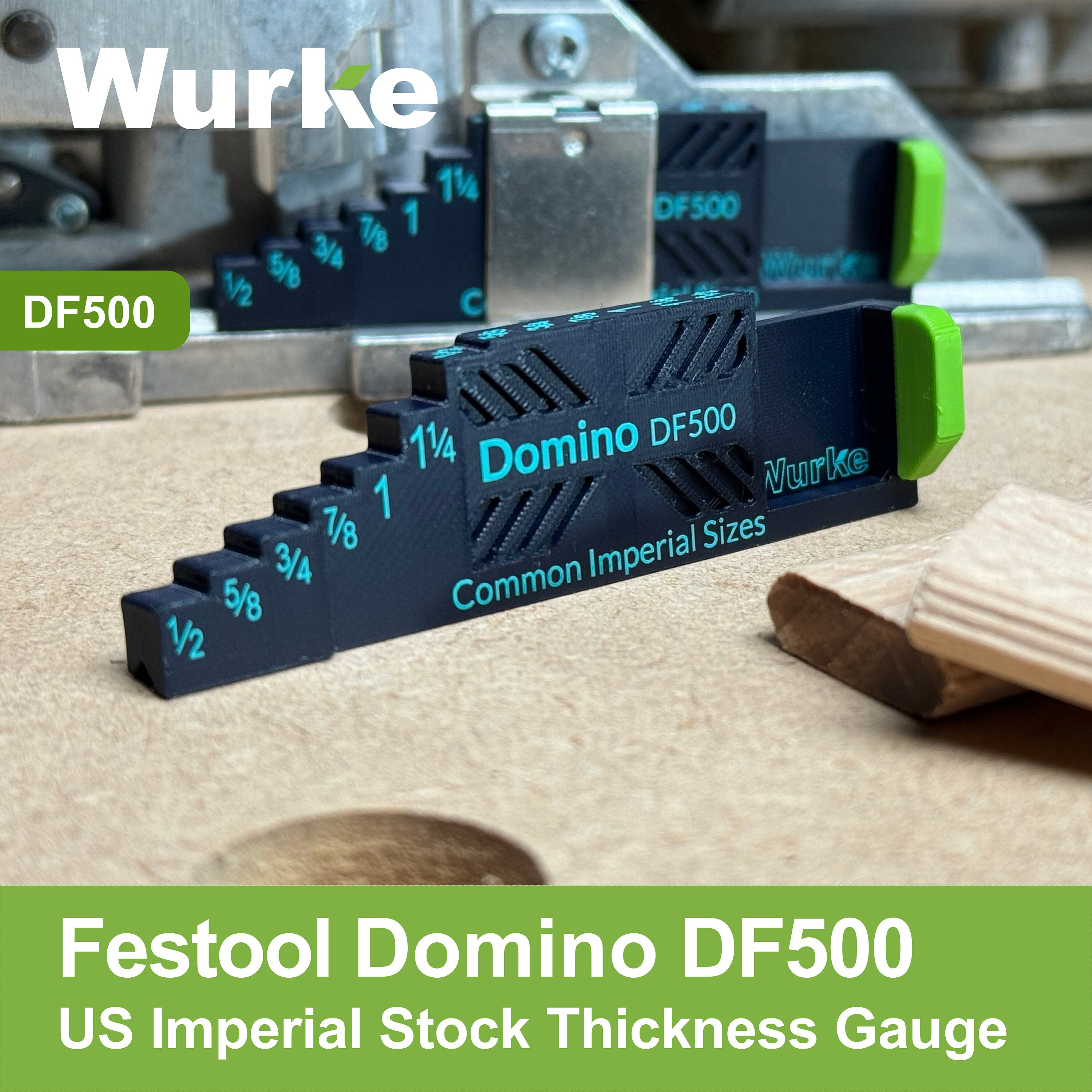Festool Domino DF500 • For Imperial Stock • Fence Height Thickness Gauge (1/4in, 5/8in, 3/4in, 7/8in, 1in, 1 1/4in, 1 1/2in) US Sizes