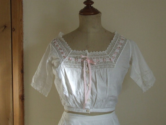 Antique cotton and lace camisole