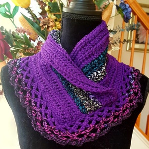 Crochet Lacy Cowl// crochet cowl, pullover neck warmer, handmade crochet