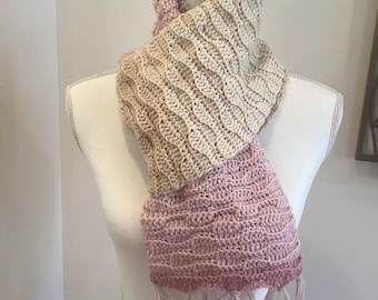 Crochet Scarf: Lightweight Acrylic Scarf with Fringes
