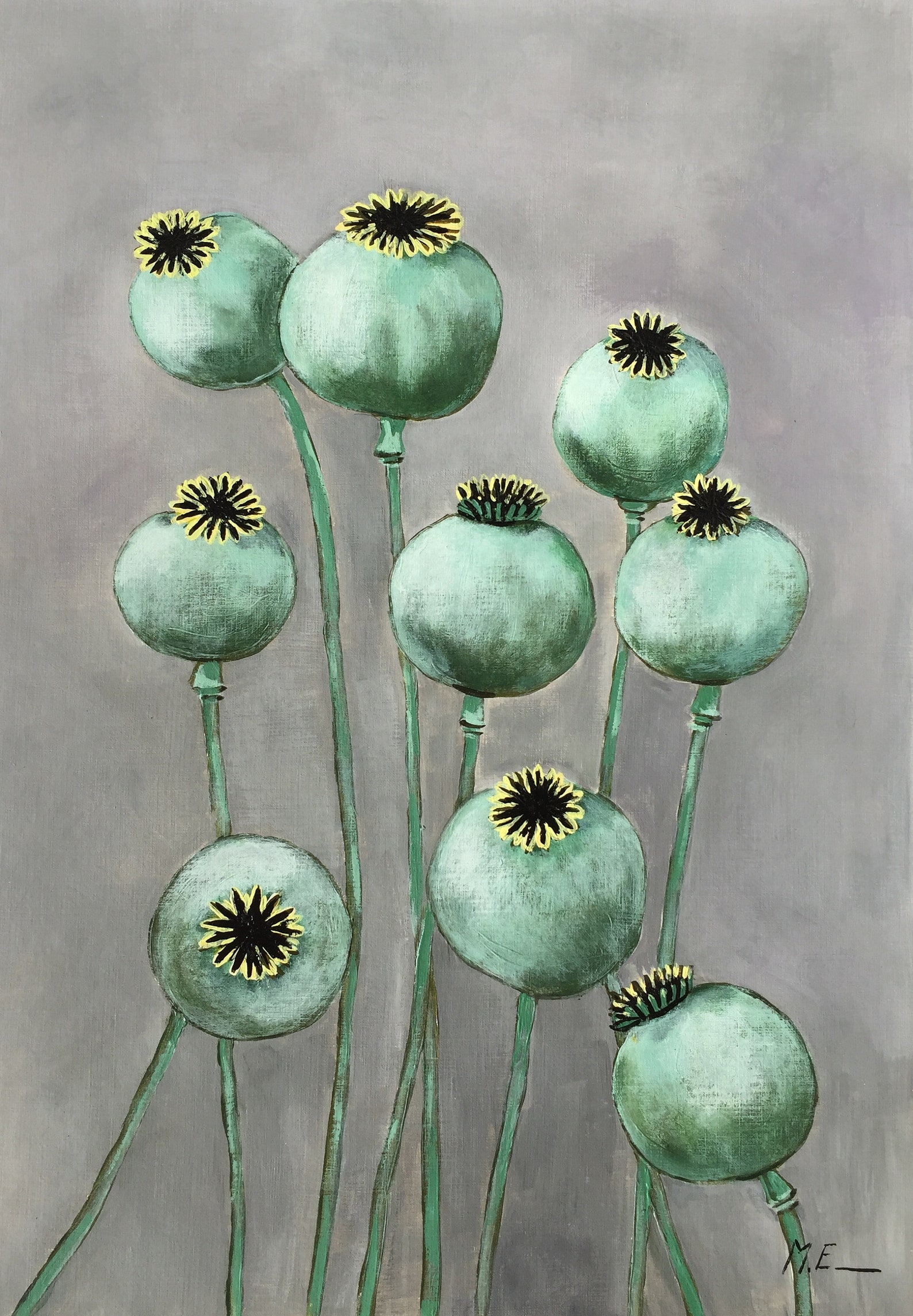 Poppies painting original abstract Poppy seeds art Poppy Etsy