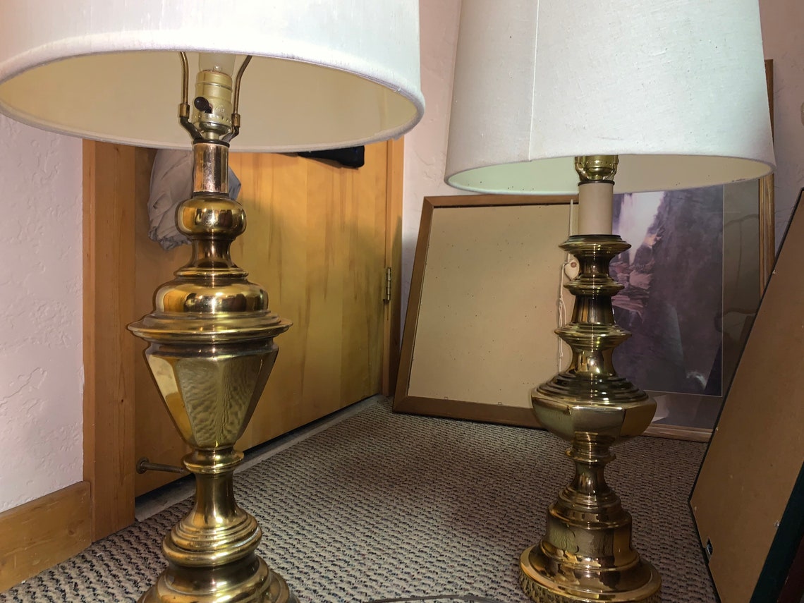 Vintage Pair of Stiffel brass lamps Etsy