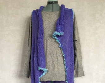 purple sleeveless cardigan with fake fur edges, #267