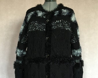 Warm black and festive cardigan, #269