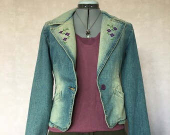 hand embroidered denim jacket, #100