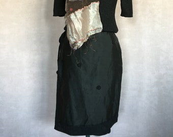 festive black wrap skirt of taffeta silk, #198