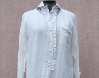 long white blouse with crochet edges, #25