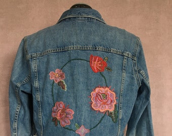 Short flower-painted denim jacket,#279