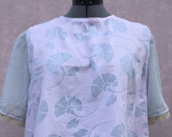 newly made short pink/grey blouse with short sleeve, #115