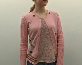 upcycled old pink sweater with beads, #4