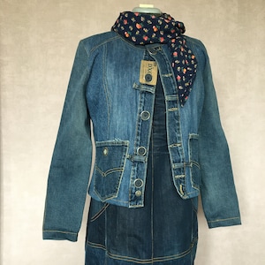 newly made denim jacket with sashiko embroidery, #104