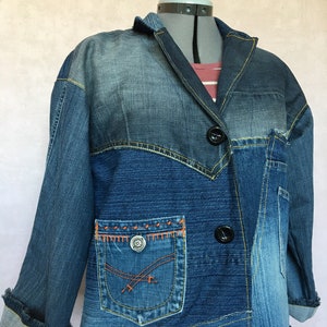 Wide patchwork vintage denim jacket,193 image 1