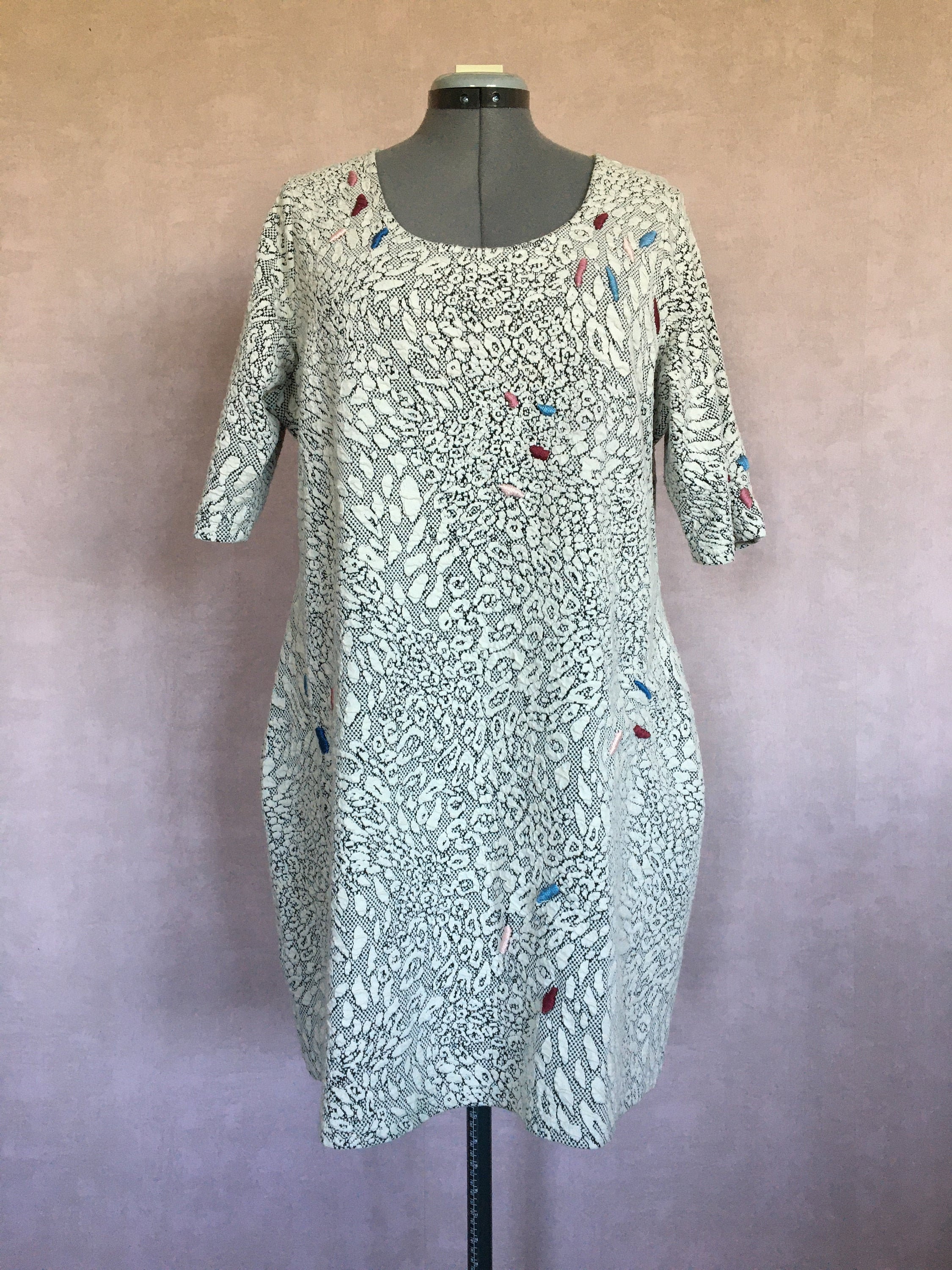 #253 hand embroidered jersey dress