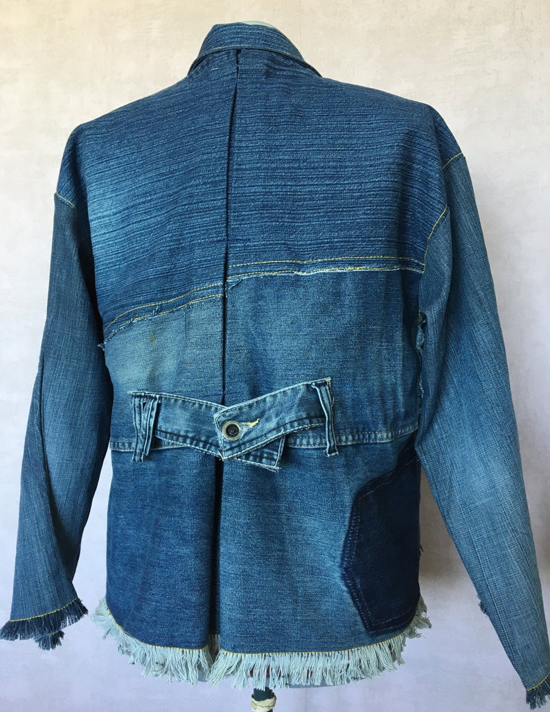 Wide patchwork vintage denim jacket,193 image 2