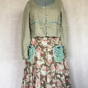 Long floral skirt with crocheted edge, 196 image 9