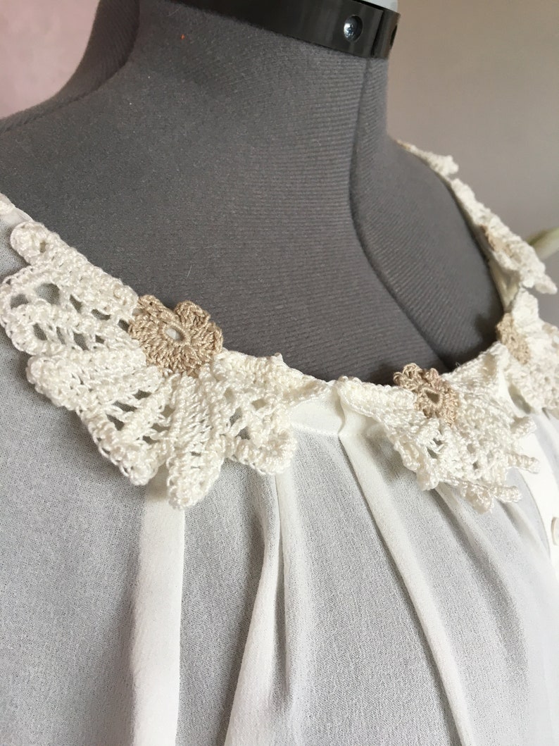 Creamy white blouse with crocheted lace, 114 image 5