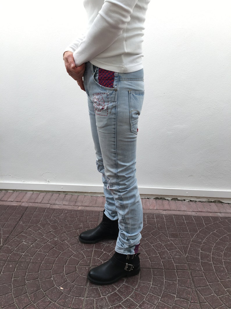 jeans boyfriend brodés à la main, 207 image 2