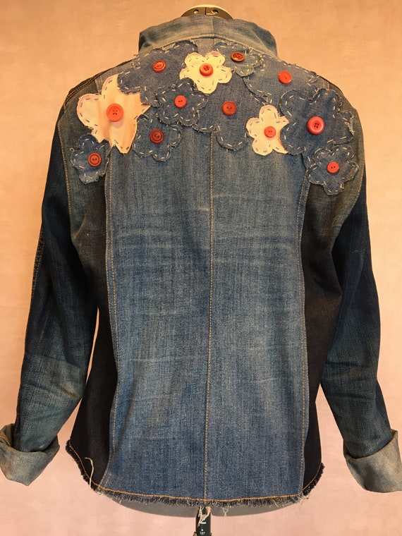 Denim Jacket With Embroidered Flowers 