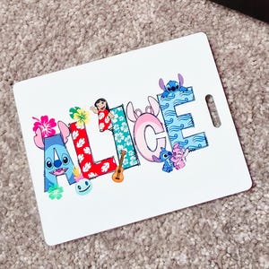 Personalised Disney Luggage Tag for Disney Trip, Stitch Doodle Letters Luggage Tag for Travel Day