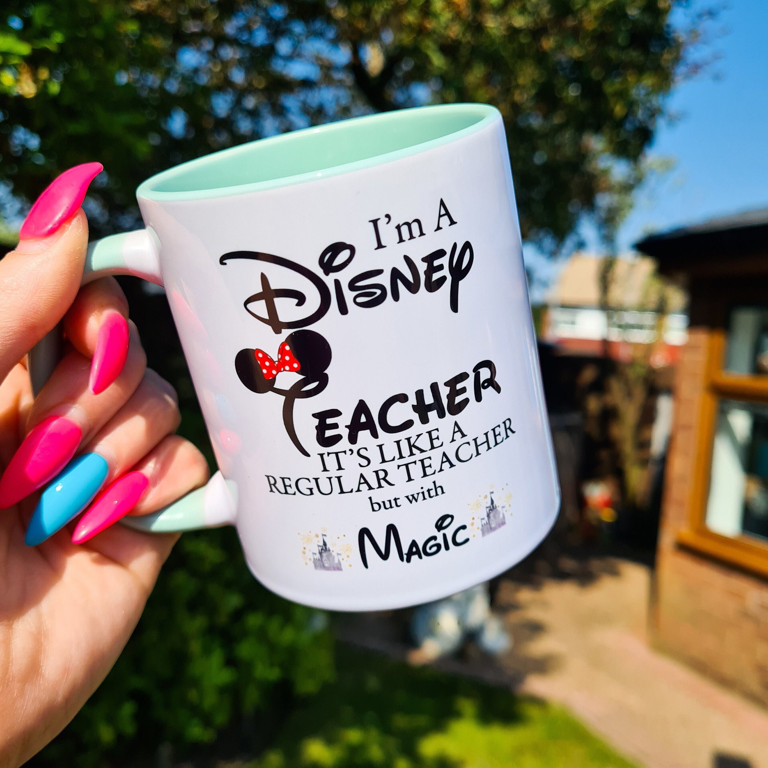 Set Of 2 Mickey & Minnie Mouse Some Mornings Are Rough Coffee Mugs Pink &  Blue