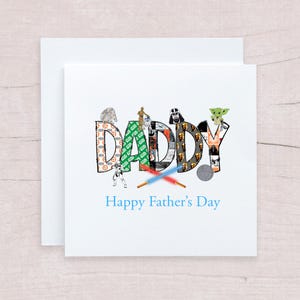 Carte personnalisée de fête des pères Star Wars pour papa, carte de lettres Disney Doodle pour la fête des pères, carte sur mesure pour papa Jedi