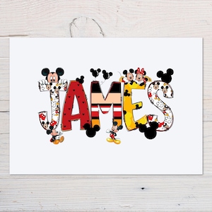 Personalised Mickey Mouse Wall Art for Kids, Disney Inspired Kids Bedroom Decor, Custom Name Gift