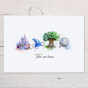 Personalised Disney World Wall Art for Disney Home, Disney Wall Print Decor for Bedrooms, Kids Room, Office, Custom Name Gift