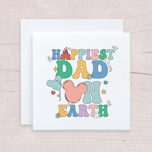 Carte de fête des pères Disney personnalisée pour papa, carte du papa le plus heureux pour anniversaire, carte sur mesure pour papa de Disney
