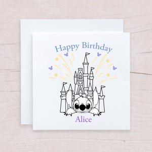 Personalised Disney Birthday Card To Colour In, Lilo & Stitch Keepsake Card for any age Birthday, Father's day, Mother's Day