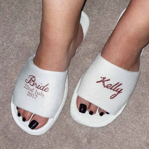 Personalised Slippers for Disney Wedding Perfect for Hen Party Gift Bags Ideal for Bridesmaid Gifts and Spa Weekend Gifts image 7