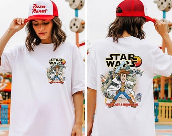 Sheriff Woody Toy Story Crossover Star Wars Cotton T Shirt, You've Got A Friend In Me Jedi Fun Unisex Tee, Disney Millennium Falcon Top