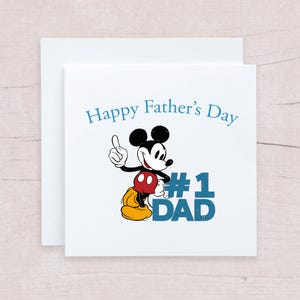 Carte de fête des pères Disney personnalisée pour papa, carte de papa Mickey Mouse No1 pour anniversaire, carte sur mesure pour papa de Disney