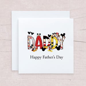 Carte personnalisée Disney pour la fête des pères pour papa, carte lettres Mickey Mouse doodle pour la fête des pères, carte sur mesure pour papa Disney