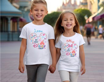 My First Disney Trip T Shirt for Kids, Matching Mickey and Minnie Mouse Tops Family Trip 2026