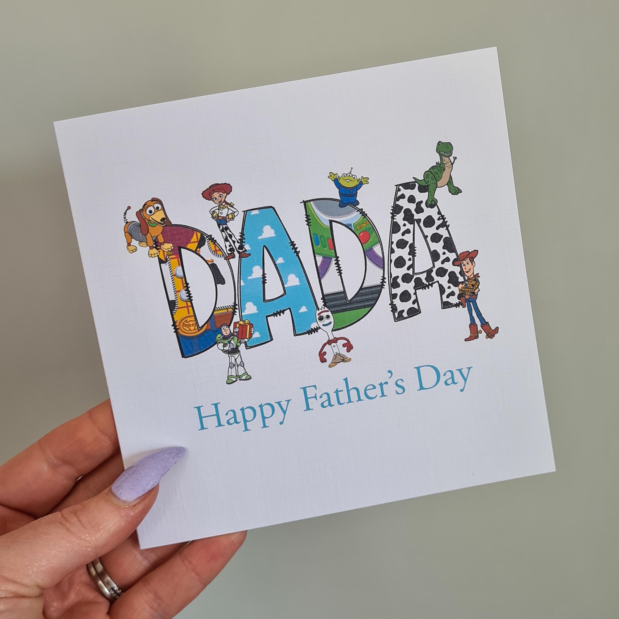 Personalised Disney Father's Day Card for Dad, Toy Story Doodle Letters ...