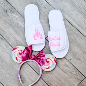 Personalised Slippers for Disney Wedding Perfect for Hen Party Gift Bags Ideal for Bridesmaid Gifts and Spa Weekend Gifts image 10