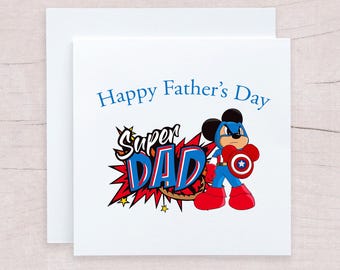 Mickey Mouse Captain America Card for Father's Day Personalised for Dad