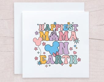 Personalised Disney Mum Card, Retro Minnie Mouse Card for Mother's Day