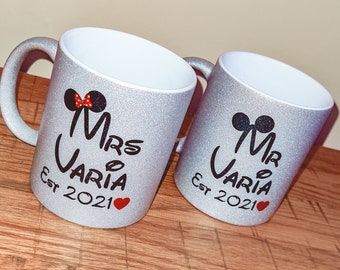 Personalised Disney Couple Mug Set – Mr & Mrs Wedding Gift