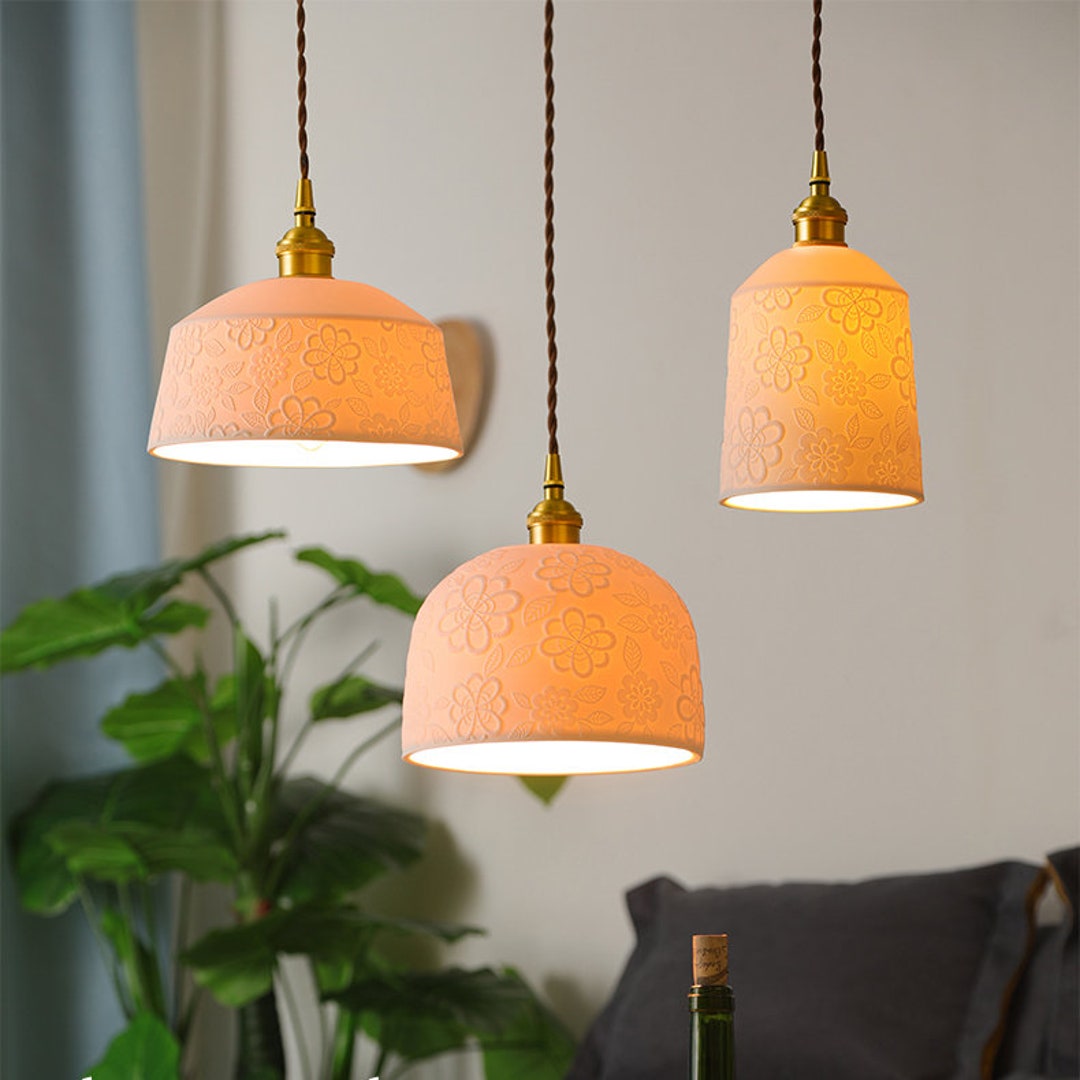 Pendant Light Ceramic Shade Copper Ceiling Light Fixture Etsy