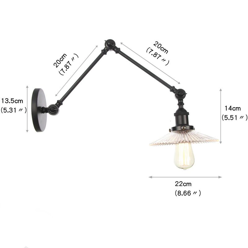 Glass Black Wall Light Edison Retro Lamp Rustic Industrial Etsy