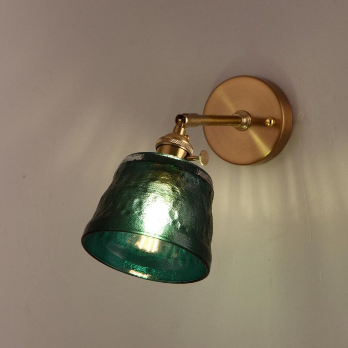 Green Glass Wall Light Lamp Sconce Fixture Retro Light Etsy