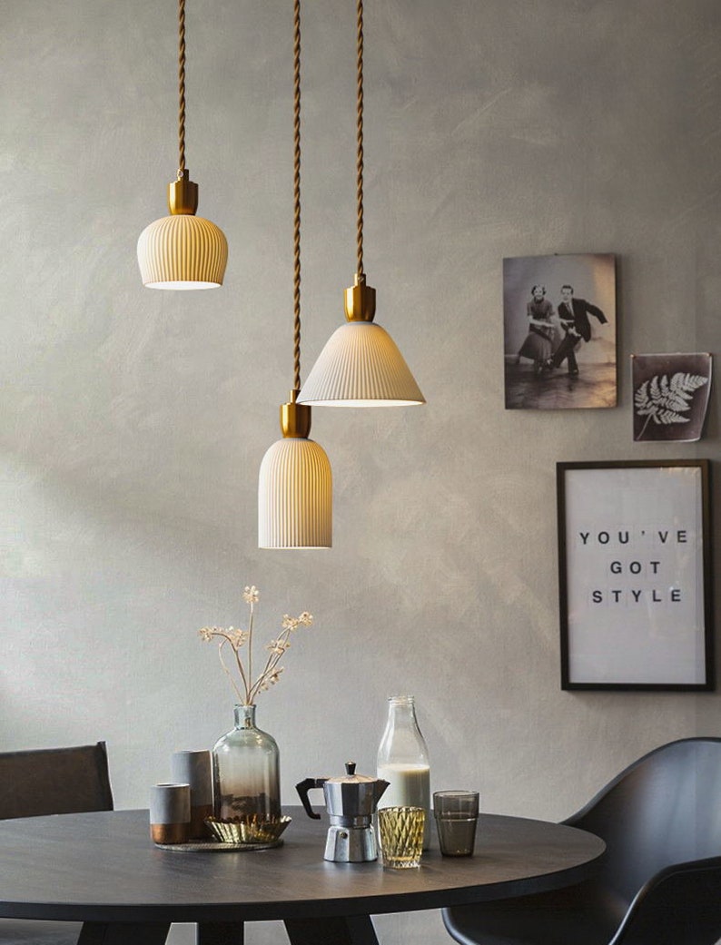Pendant Light ceramic shade brass ceiling light fixture Etsy