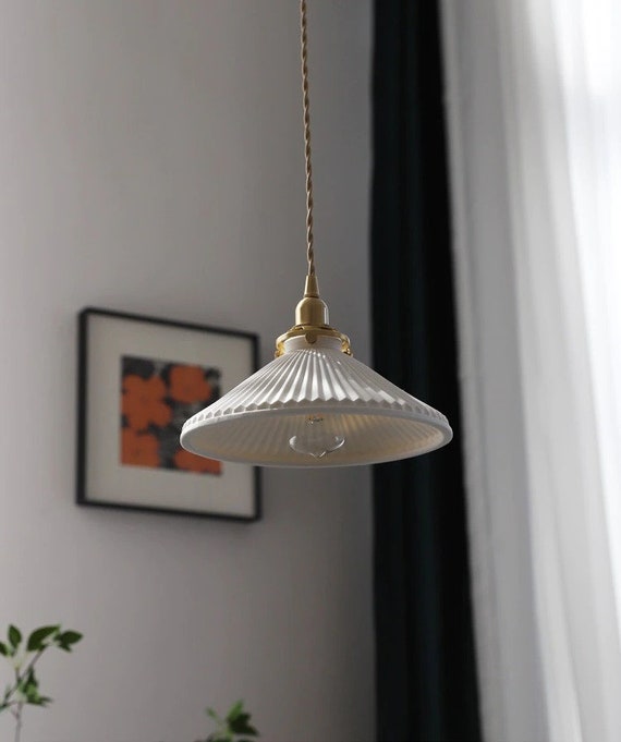 fluted ceramic pendant light