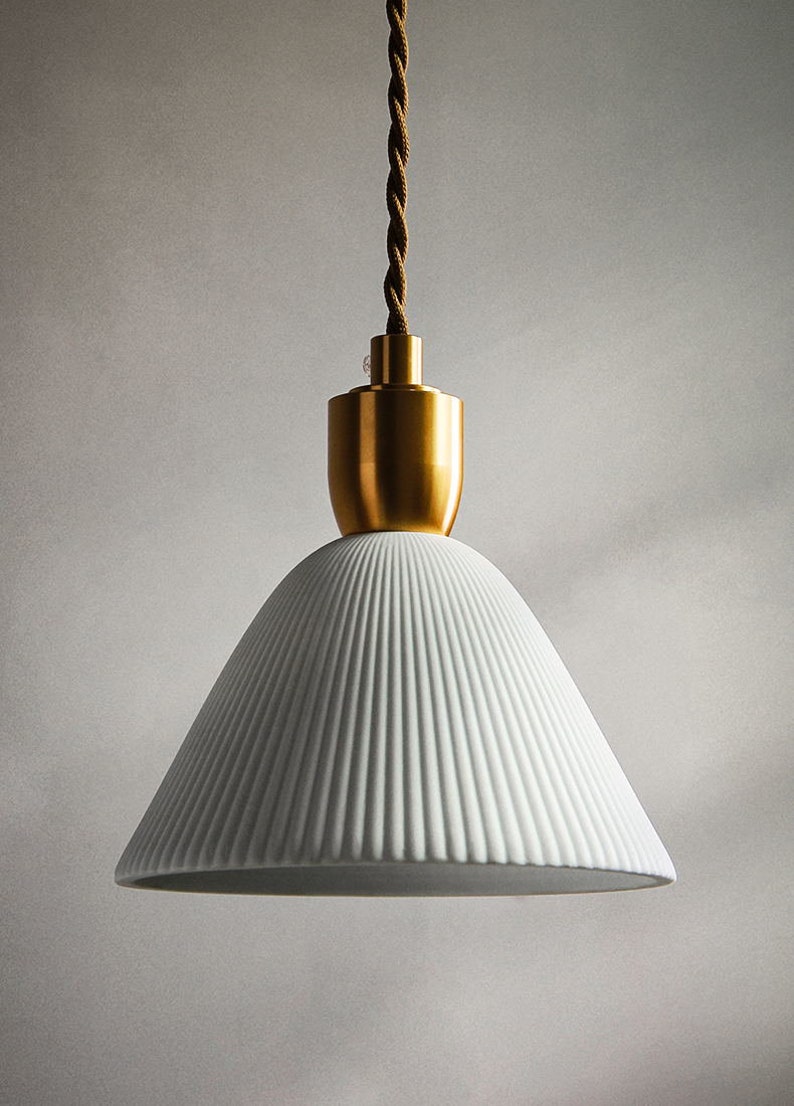 Pendant Light ceramic shade brass ceiling light fixture Etsy