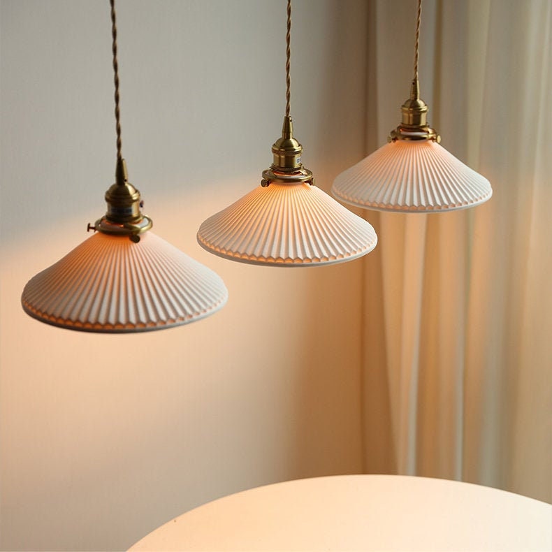 Pendant Light Ceramic Shade Brass Ceiling Light Fixture Etsy