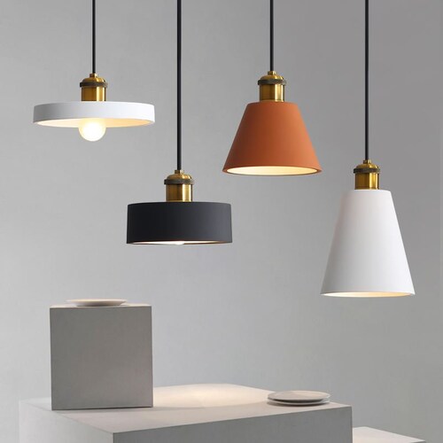 Cement Pendant Light Hanging Chandelier Modern Mid shops Century Contemporary Art Deco Lighting Minimalist Fixture White Pendant Plug In